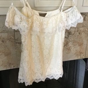 NWT Lace Peasant Off the Shoulder Top